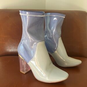EGO Glossy Lavender and White Ankle Boots